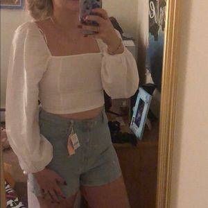 Brand new top shop crop top with puffy sleeves